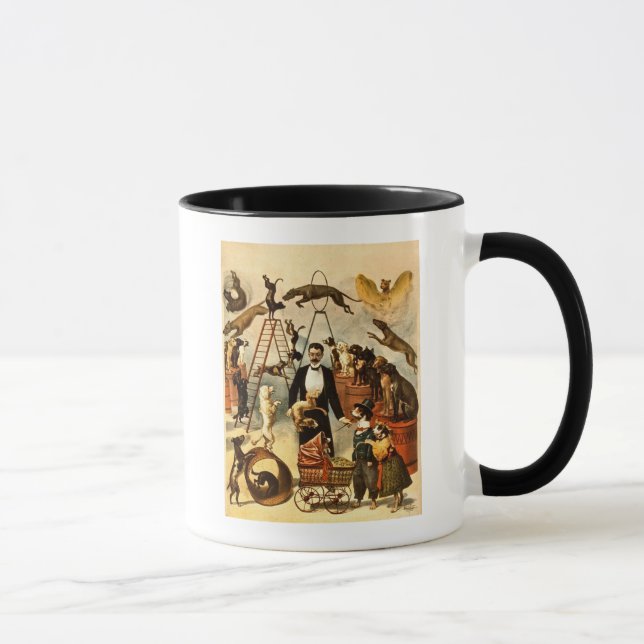 Caneca Ato treinado 1899 do cão - poster do ato de circo (Direita)
