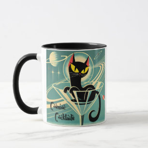 Caneca Atomic Futuristic Space Age Black Cat Martini