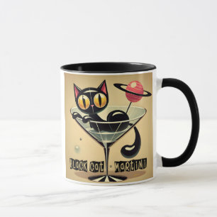 Caneca Atomic Futuristic Space Age Black Cat Martini