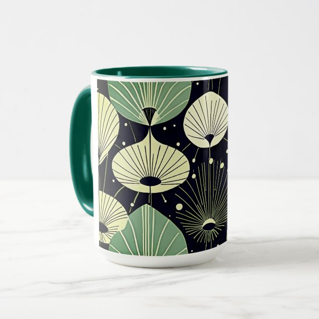 Caneca Atômico - Gotas Azuis - Verde Branco (Frente Esquerda)