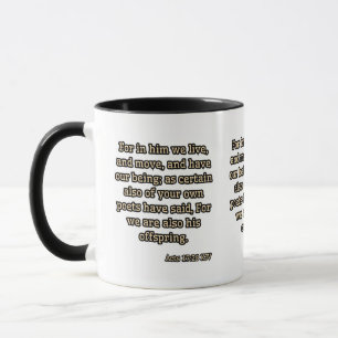 Caneca Atos 17:28 Bíblia KJV Verso Dois Tons