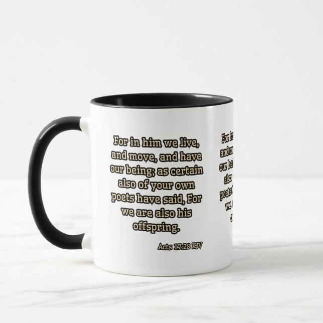 Caneca Atos 17:28 Bíblia KJV Verso Dois Tons (Esquerda)