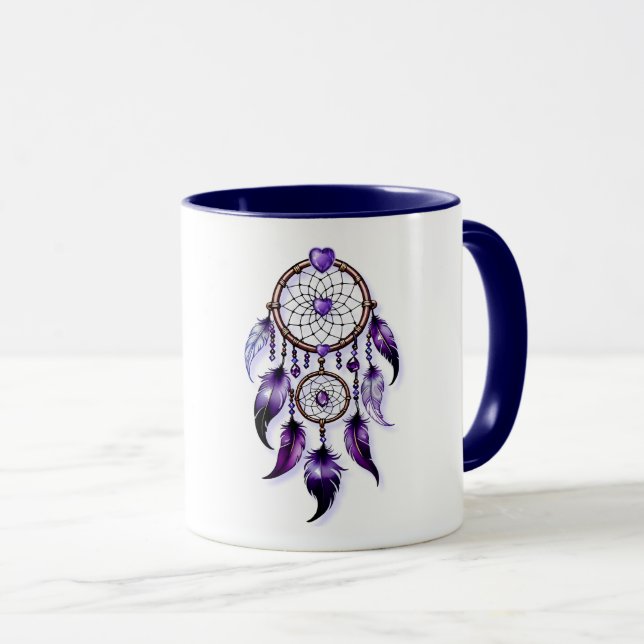 Caneca Atrapasueños corazón de Amatista (Frente Esquerda)