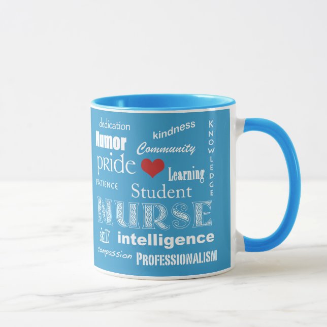 Caneca Atributos de Orgulho de Enfermeiro/Azul Aqua (Direita)
