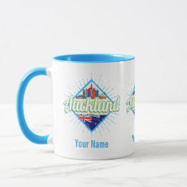 Caneca Auckland Nova Zelândia retro skyline vintage