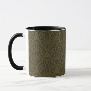 Caneca Audsley Ouro Antigo Lírio Coroa Verde Damask Arte