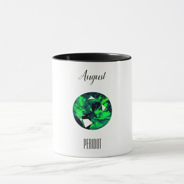 Caneca August Birthstone Peridot Gemstone Art (Centro)