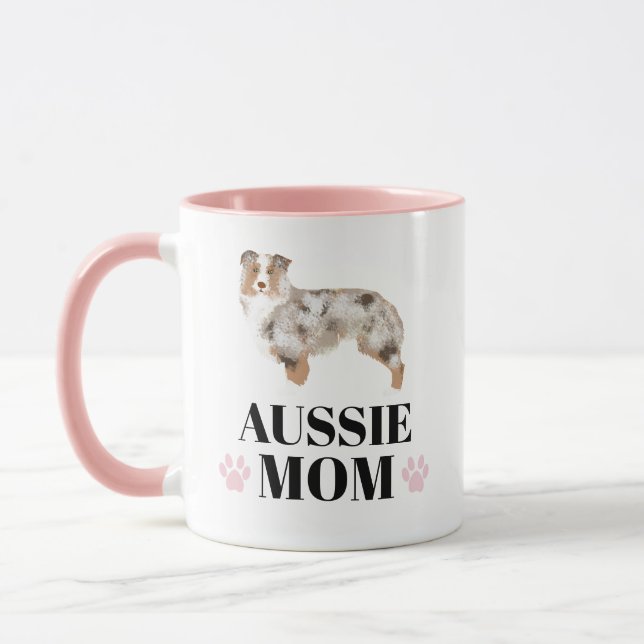 Caneca Aussie Mãe Vermelha Merle personalizada com foto (Esquerda)