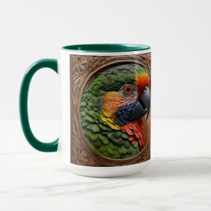 Caneca Aussie Spirit: Um Lorikeet Empoleirado Em Madeira 