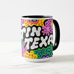 Caneca Austin Texas Floral Gráfico Estranho