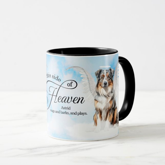 Caneca Australian Shepherd Heaven Personalized Memorial (Frente Esquerda)