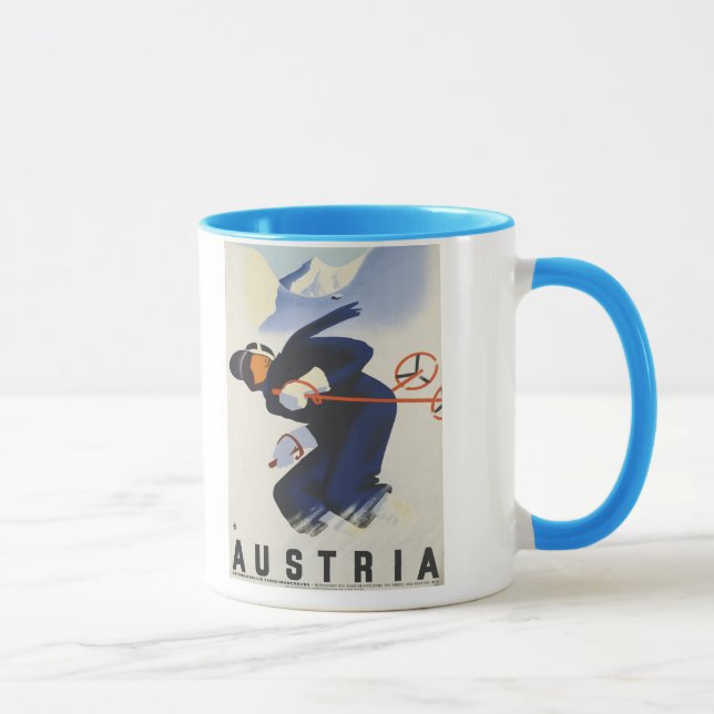 Caneca Áustria - poster austríaco das viagens vintage (Direita)