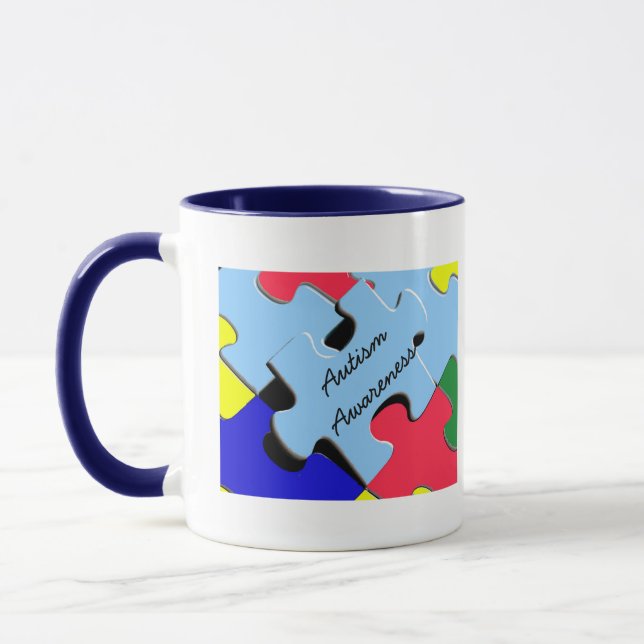 Caneca Autismo Sensibilização Fita de Quebra-cabeça (Esquerda)