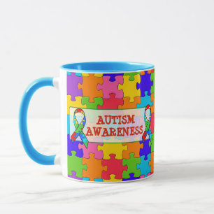 Caneca Autismo Sensibilização Fita Quebra-cabeça