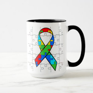 Caneca Autismo Sensibilização Fita Quebra-cabeça Cora