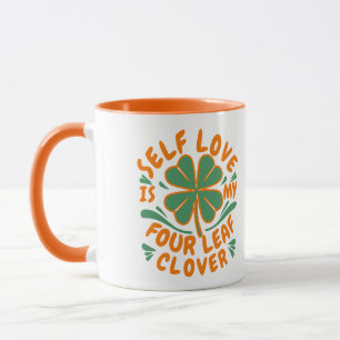 Caneca Autoamor Quatro Folhas de Vestido Motivação