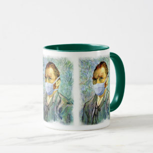 Caneca Autorretrato de Vincent Van Gogh com máscara falsi