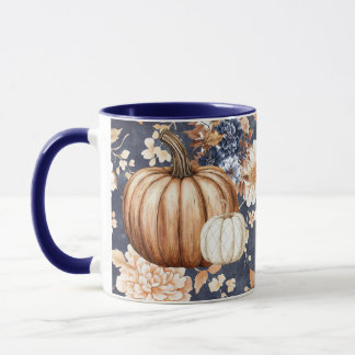 Caneca Autumn Fall Floral Pumpkin Mug