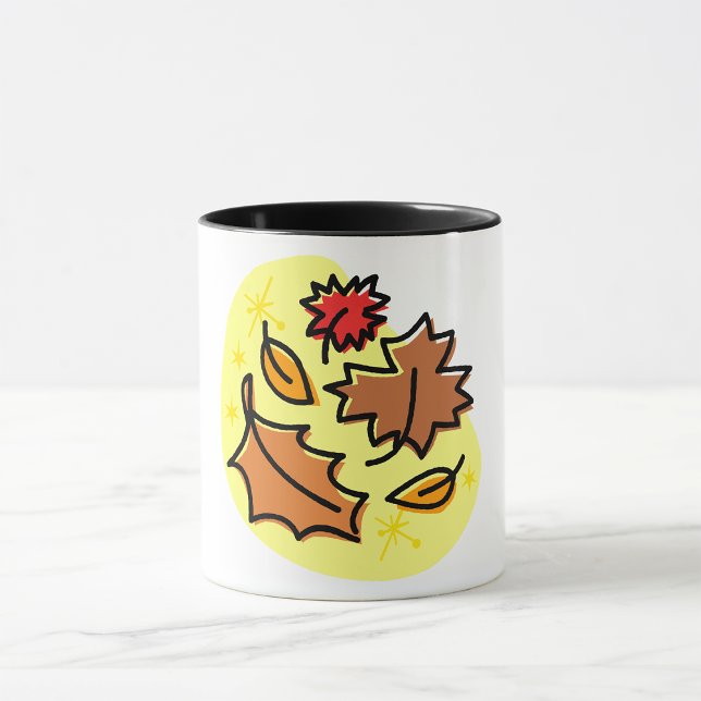 Caneca Autumn Leaves Caem Coloridos Arte Sazonal Folha (Criador carregado)