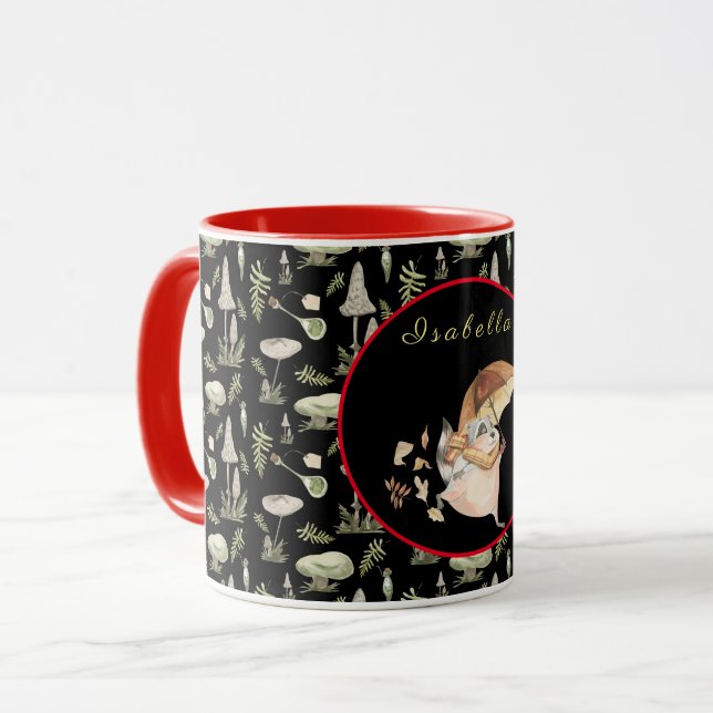 Caneca Autumn Raccoon Personaliza Texto e Cor (Frente Esquerda)