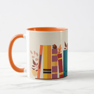 Caneca Autumn season cozy book stack  Taza
