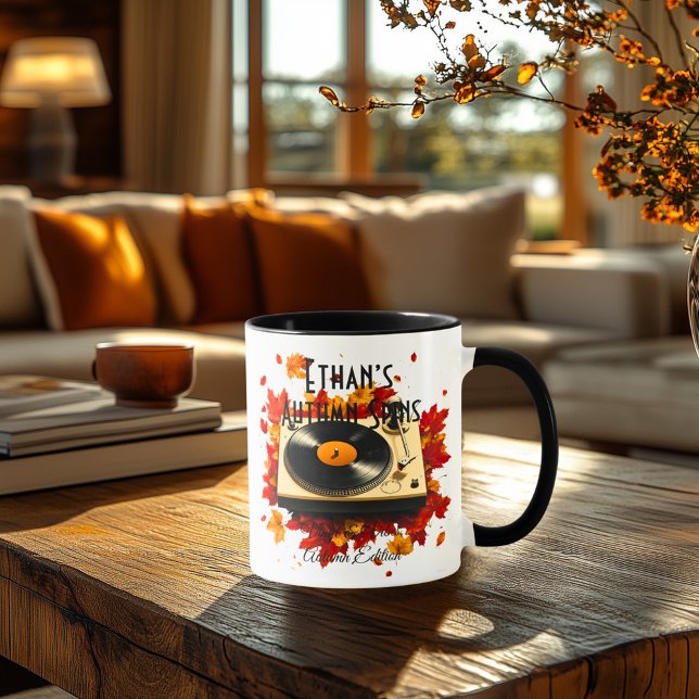 Caneca Autumn Spins Mug - Cozy Vinyl & Fall Vibes Edition (Criador carregado)