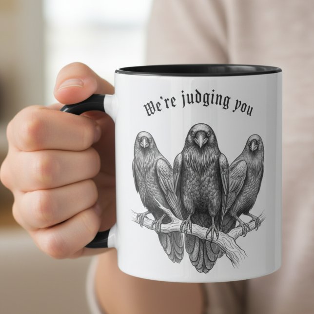 Caneca Avaliando Corvos Dark Academia Gótico (Funny raven coffee mug)