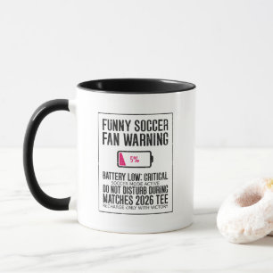 Caneca Avental de Futebol Divertido Alerta Bateria Baixa