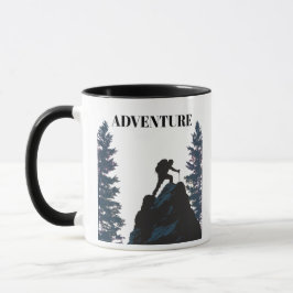 Caneca Aventura ao Ar Livre Silhueta de Mochileiro & Moti