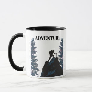 Caneca Aventura ao Ar Livre Silhueta de Mochileiro & Moti