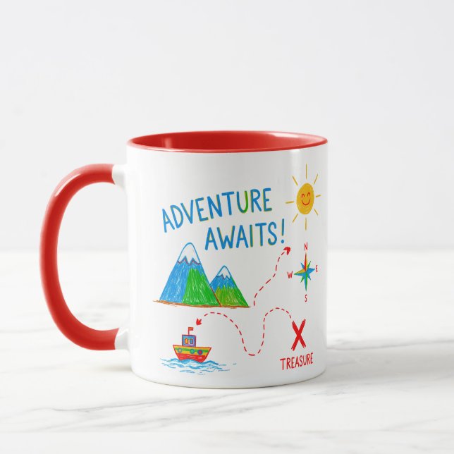 Caneca Aventura Espera Mapa do Tesouro Desenho Infantil (Esquerda)