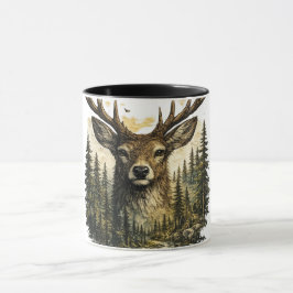 Caneca Aventura Majestosa na Floresta de Cervos Natureza/