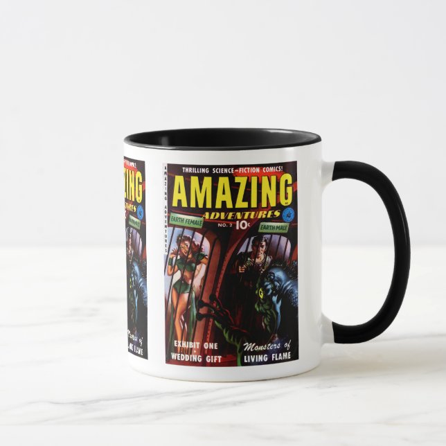 Caneca Aventuras Incríveis #2 Retro Quadrinho de Ficção C (Direita)