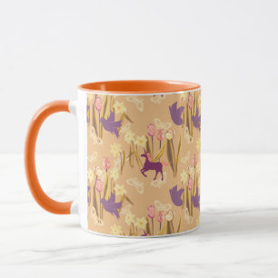 Caneca Aves e Unicórnios em Primavera Meadow