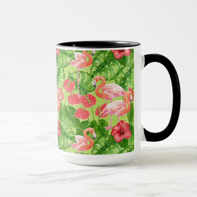 Caneca Aves Flamingo e plantas tropicais (Direita)