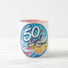 Caneca avião de 50º voo colorido souvenir