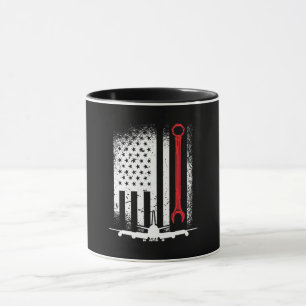 Caneca Aviões-piloto de aviões mecânicos de bandeira