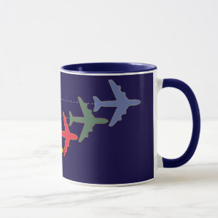 Caneca aviões viagem coloridos
