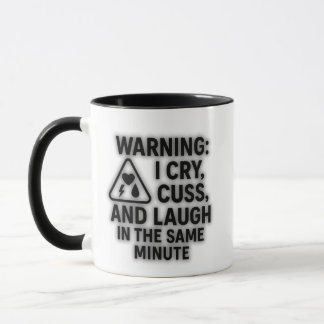 Caneca AVISO: Choro, Gato e Ria no Mesmo Minuto