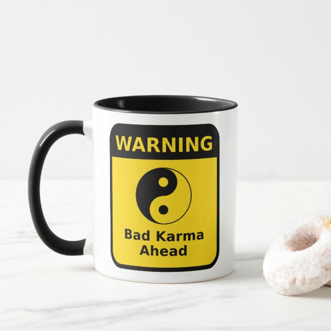 Caneca Aviso de Karma Mau (Com Donut)