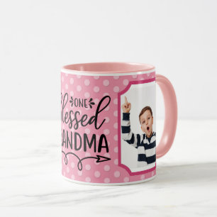 Caneca Avó Abençoada Personalizada Rosa Branco
