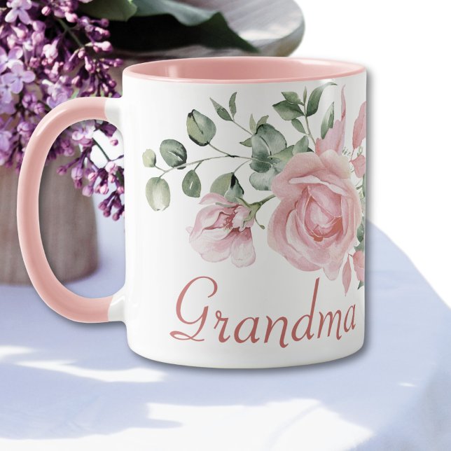 Caneca Avó Ano de Fundação Personalizado Rosas Rosa  (Criador carregado)