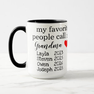 Caneca avó/caneca personalizadas de Nana com nomes