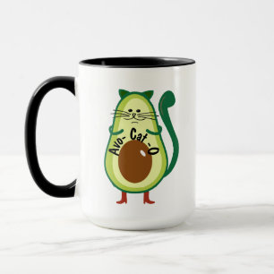Caneca Avo-cat-o, Nerdy Cat Guac Avocado Engraçado Café