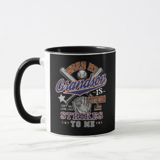 Caneca Avó engraçada de beisebol Avô Neto arremessando