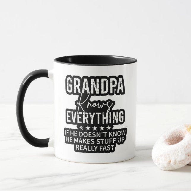 Caneca Avô Engraçado Sabe Tudo Presente Vintage (Com Donut)