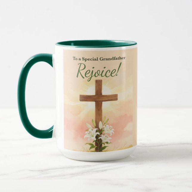 Caneca Avô Páscoa Alegrai-vos Cruz e Lírios (Esquerda)