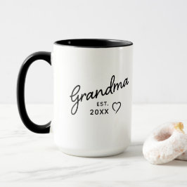 Caneca Avó Revela Ano de Fundação Minimalista Preto e Bra