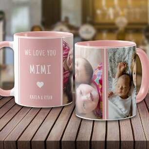 Caneca Avó Rosa Nós Amamos Você Mimi 2 Colagem de Fotos