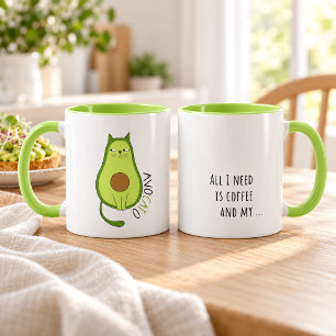 Caneca AvoCATo Gato Verde Divertido Amante de Café Avocad